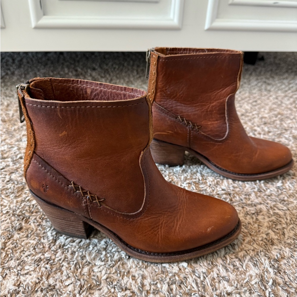Frye Brown Leather Ankle Boots
